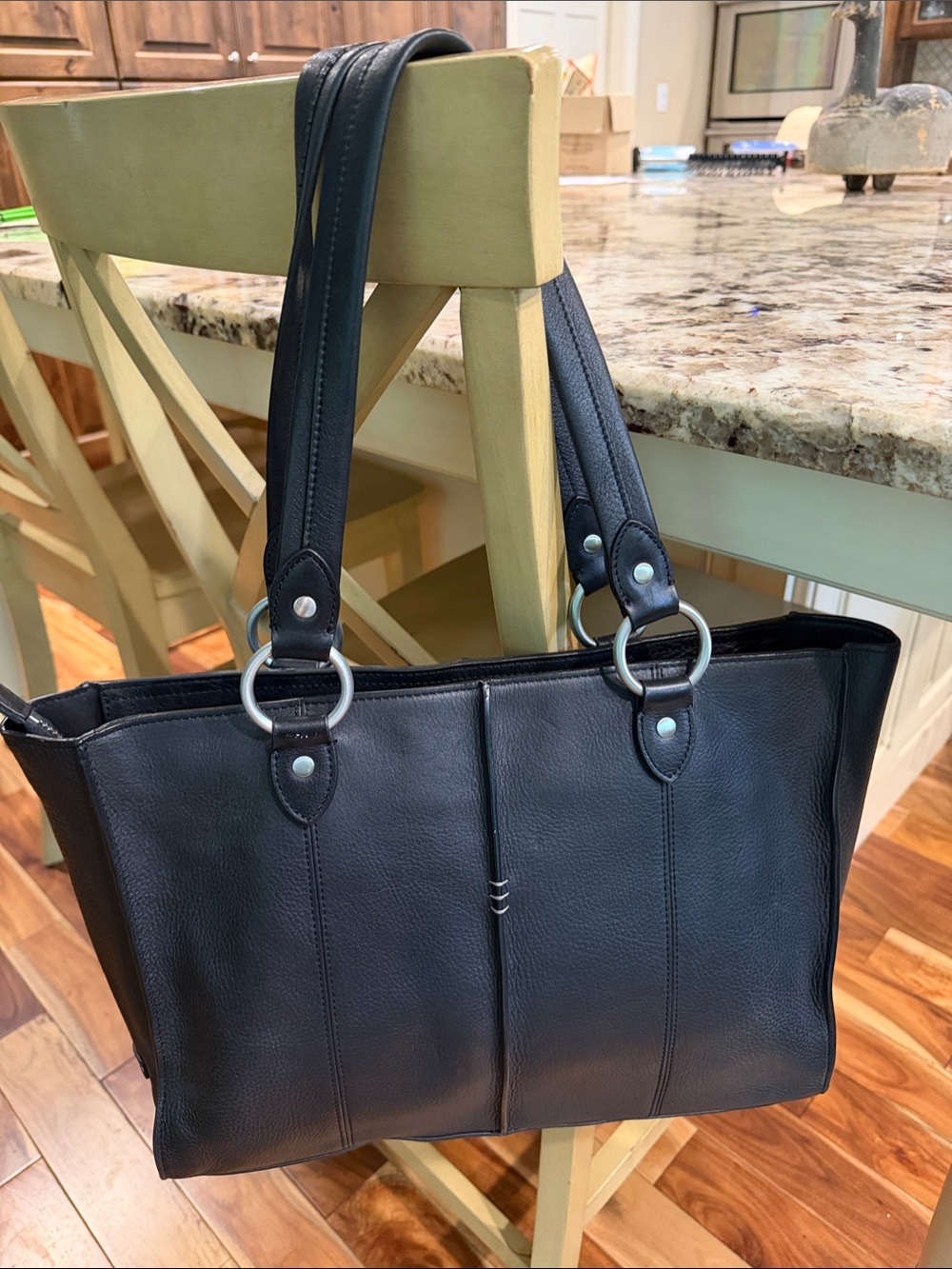 Ellington Black Leather Tote 15”x11”